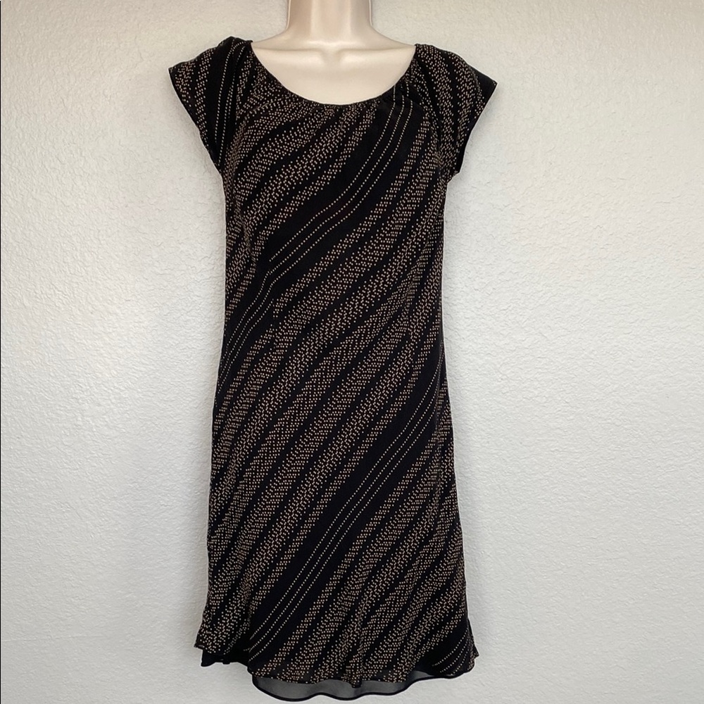 The Limited Cream and Black Sheath Dress with Flutter Cap Sleeves